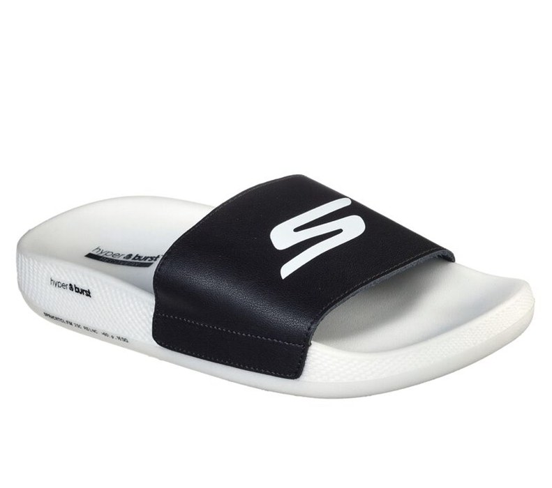 Skechers Herr Svarta/Vita Badtofflor - Hyper - Sverige (FOKQY-9315)